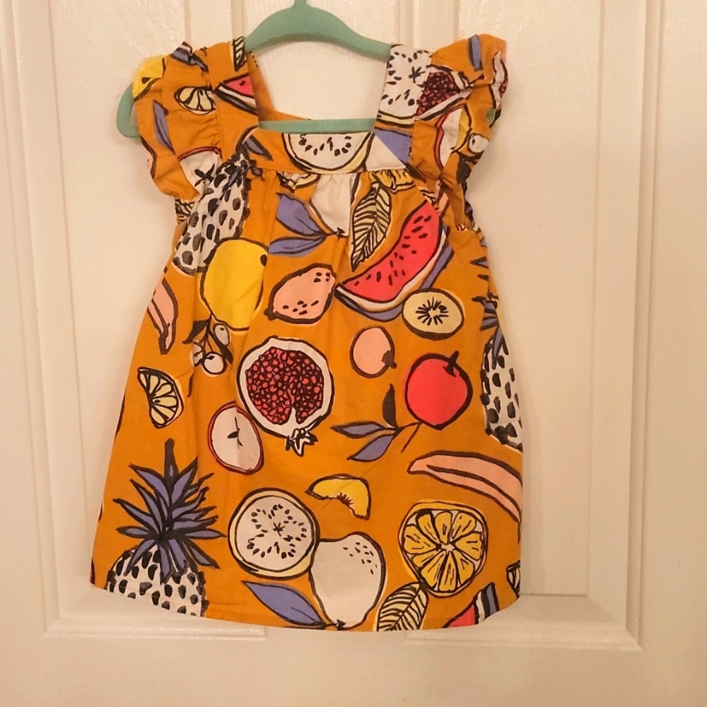 18M Cat and Jack Golden Yellow Orange White Summer Fruit Pattern Short Set.